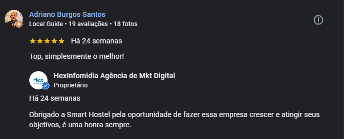 Avaliação real de cliente da Hexinfomidia 3