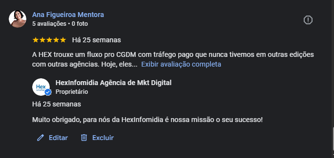 Avaliação real de cliente da Hexinfomidia 4